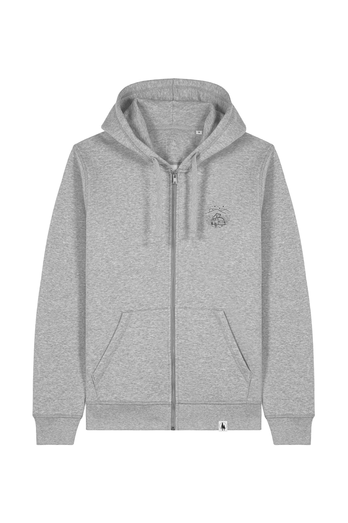 Hanorac unisex cu fermoar Mixo, print Van, Heather Grey - față