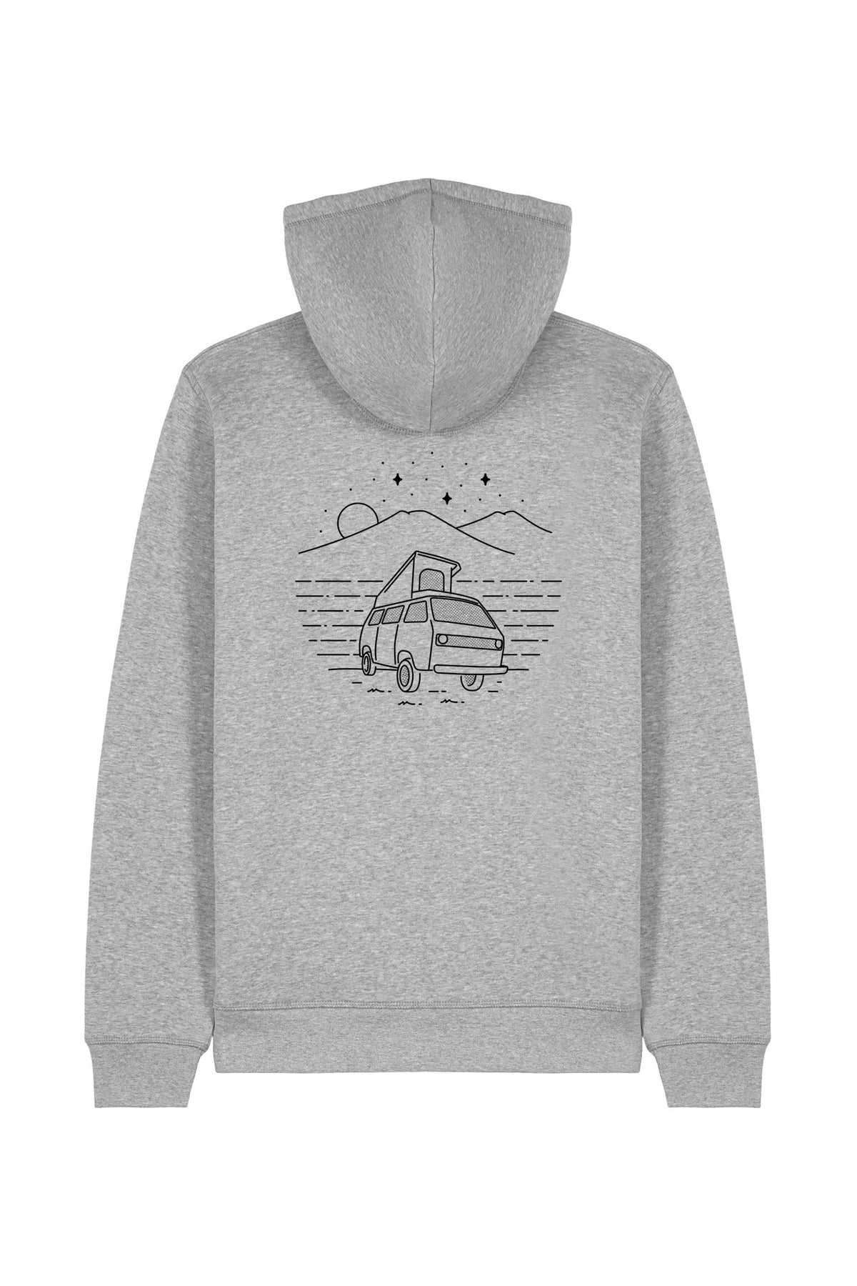 Hanorac unisex cu fermoar Mixo, print Van, Heather Grey - spate
