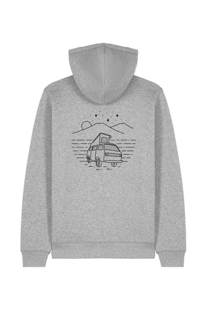 Hanorac unisex cu fermoar Mixo, print Van, Heather Grey - spate