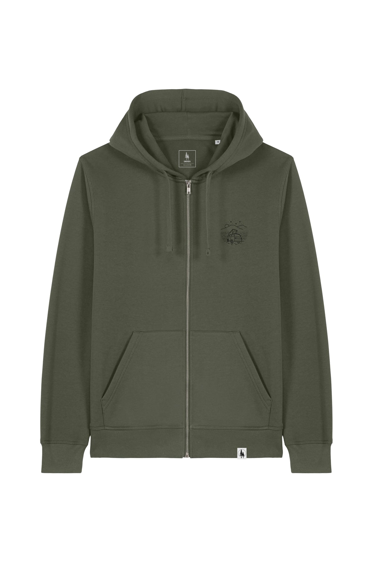 Hanorac unisex cu fermoar Mixo, print Van, Khaki - față