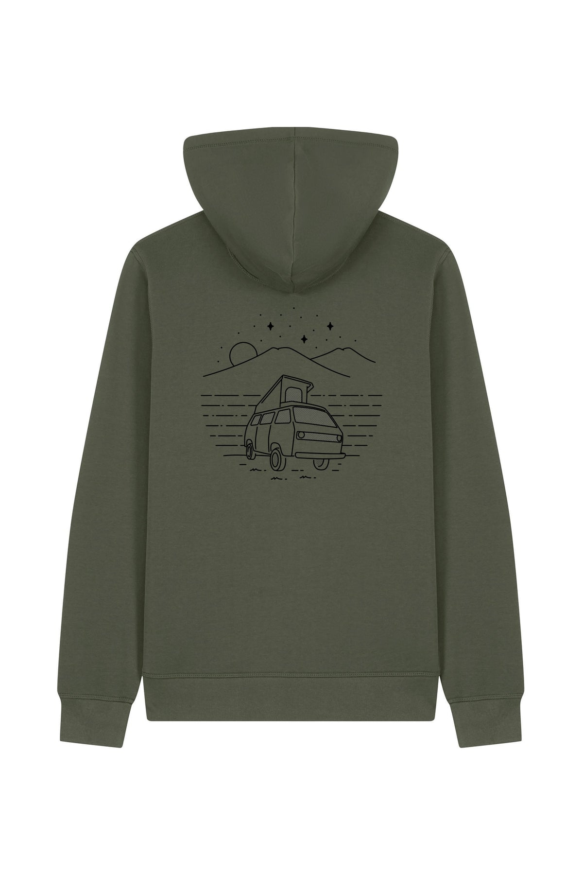 Hanorac unisex cu fermoar Mixo, print Van, Khaki - spate