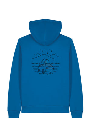 Hanorac unisex cu fermoar Mixo, print Van, Royal Blue - spate