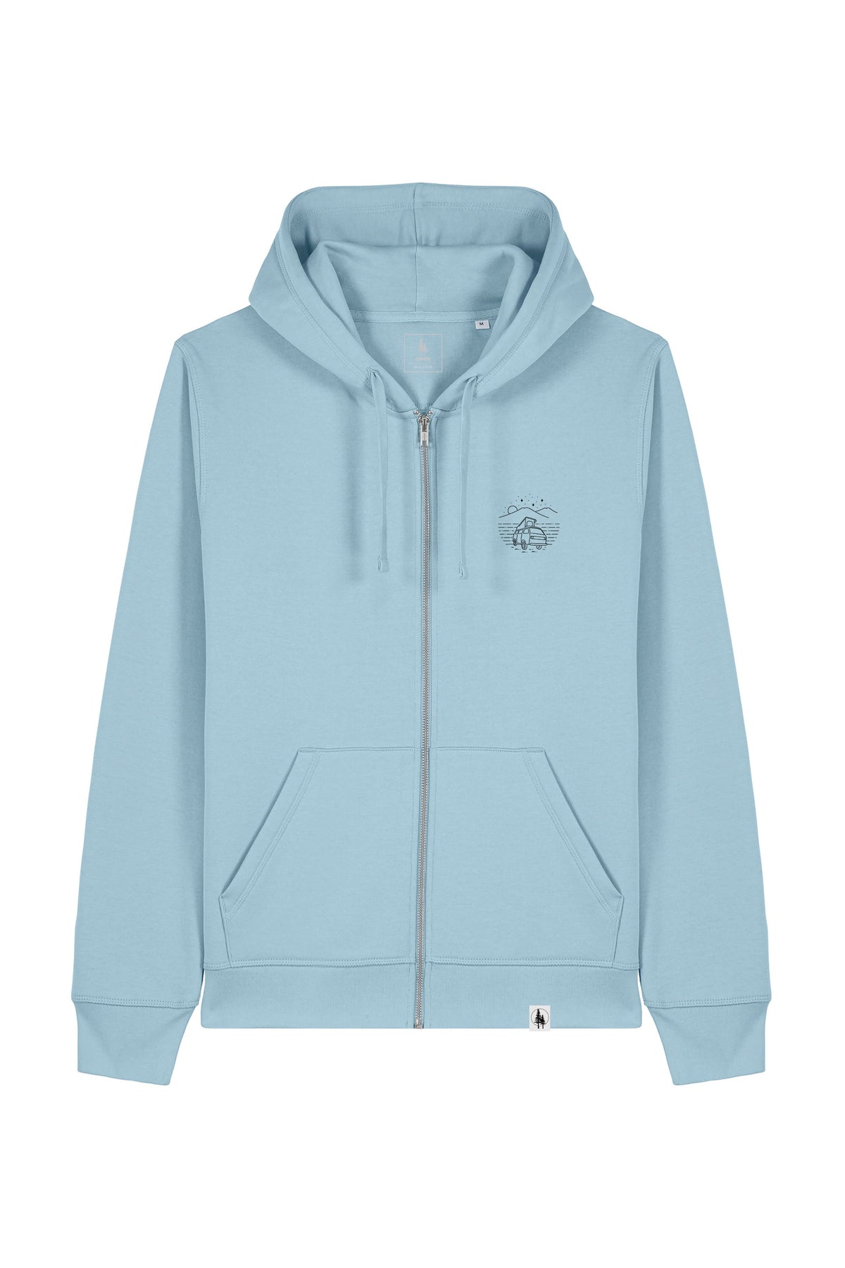 Hanorac unisex cu fermoar Mixo, print Van, Sky Blue - față