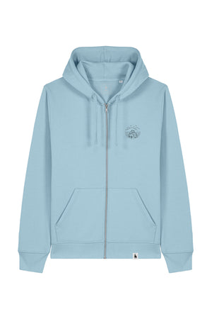 Hanorac unisex cu fermoar Mixo, print Van, Sky Blue - față