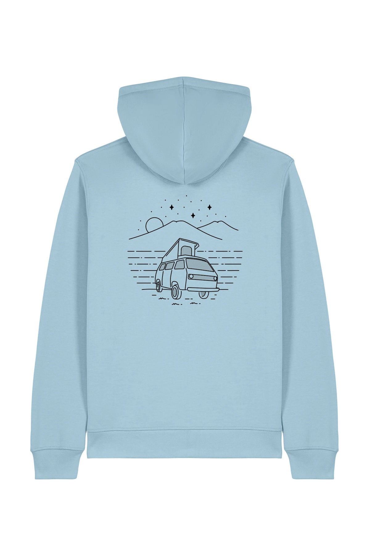 Hanorac unisex cu fermoar Mixo, print Van, Sky Blue - spate