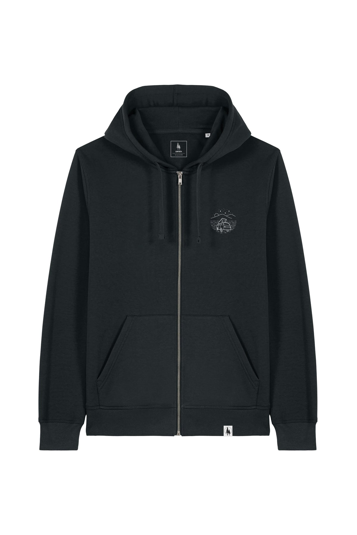 Hanorac unisex cu fermoar Mixo, print Van, Negru - față