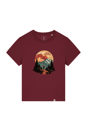 Tricou dama Mura, print Be an outsider, Burgundy - față