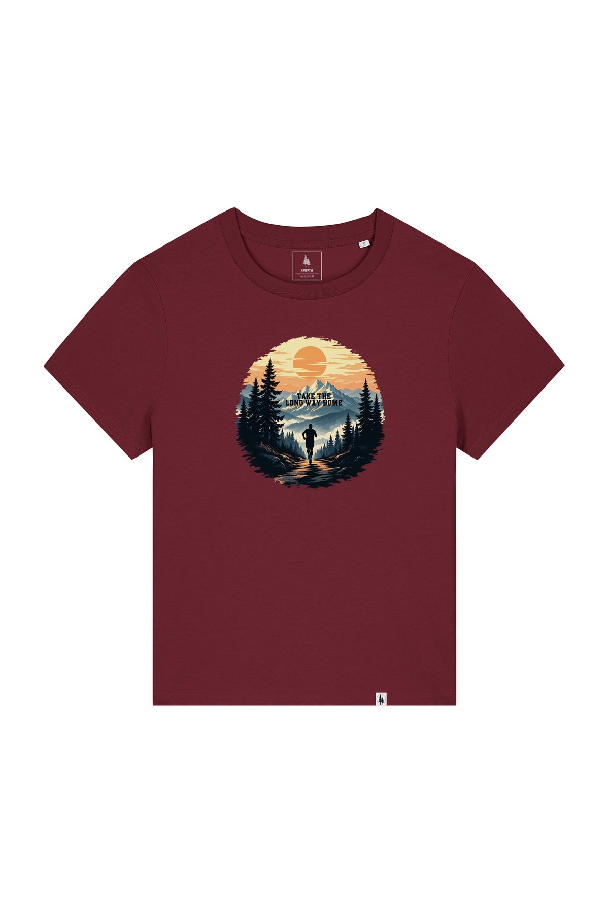 Tricou dama Mura print Long way home Burgundy - fata