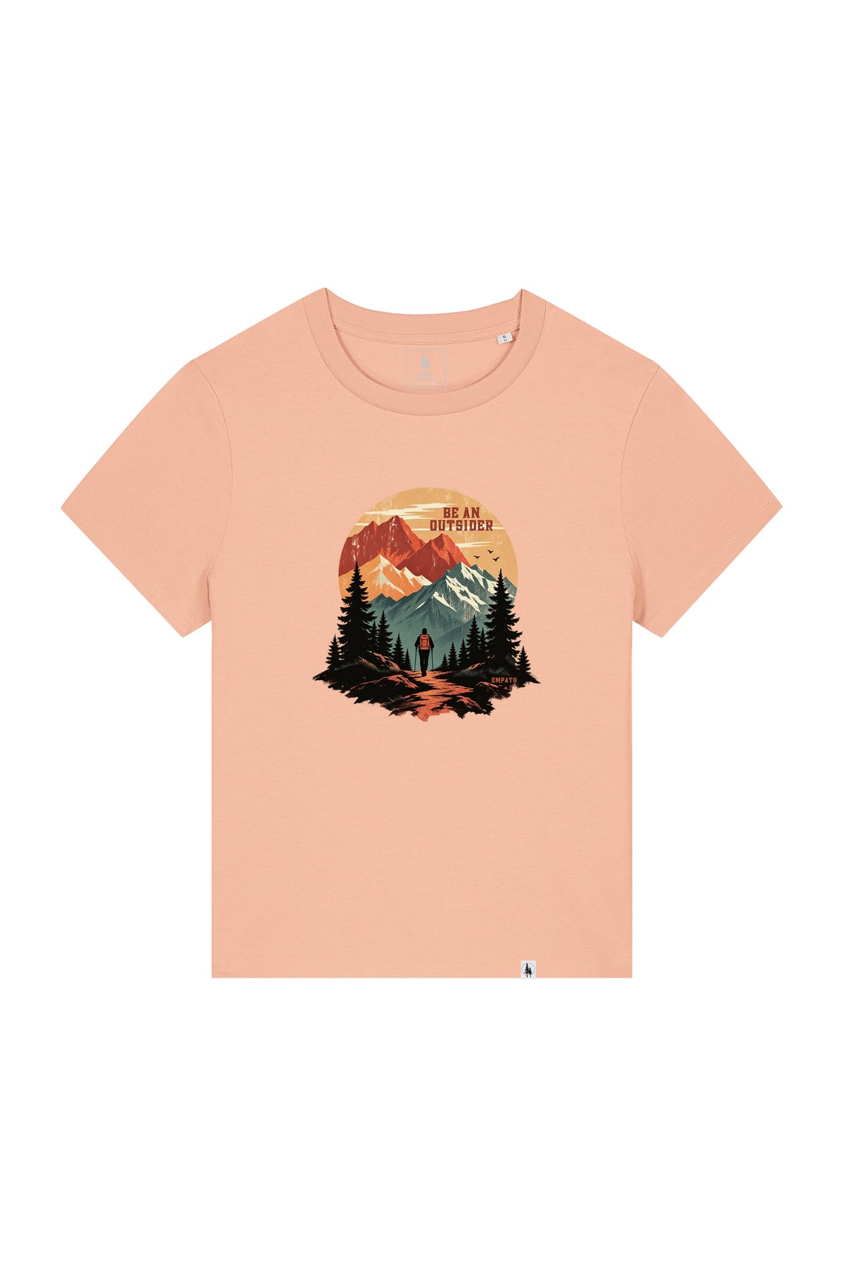 Tricou dama Mura, print Be an outsider, Peach - față