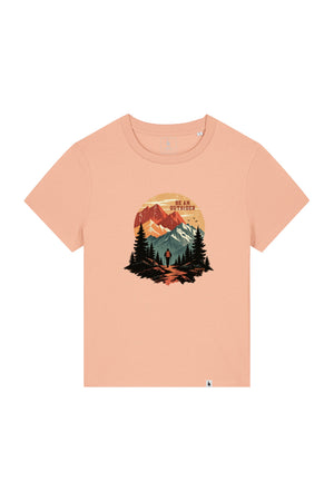 Tricou dama Mura, print Be an outsider, Peach - față