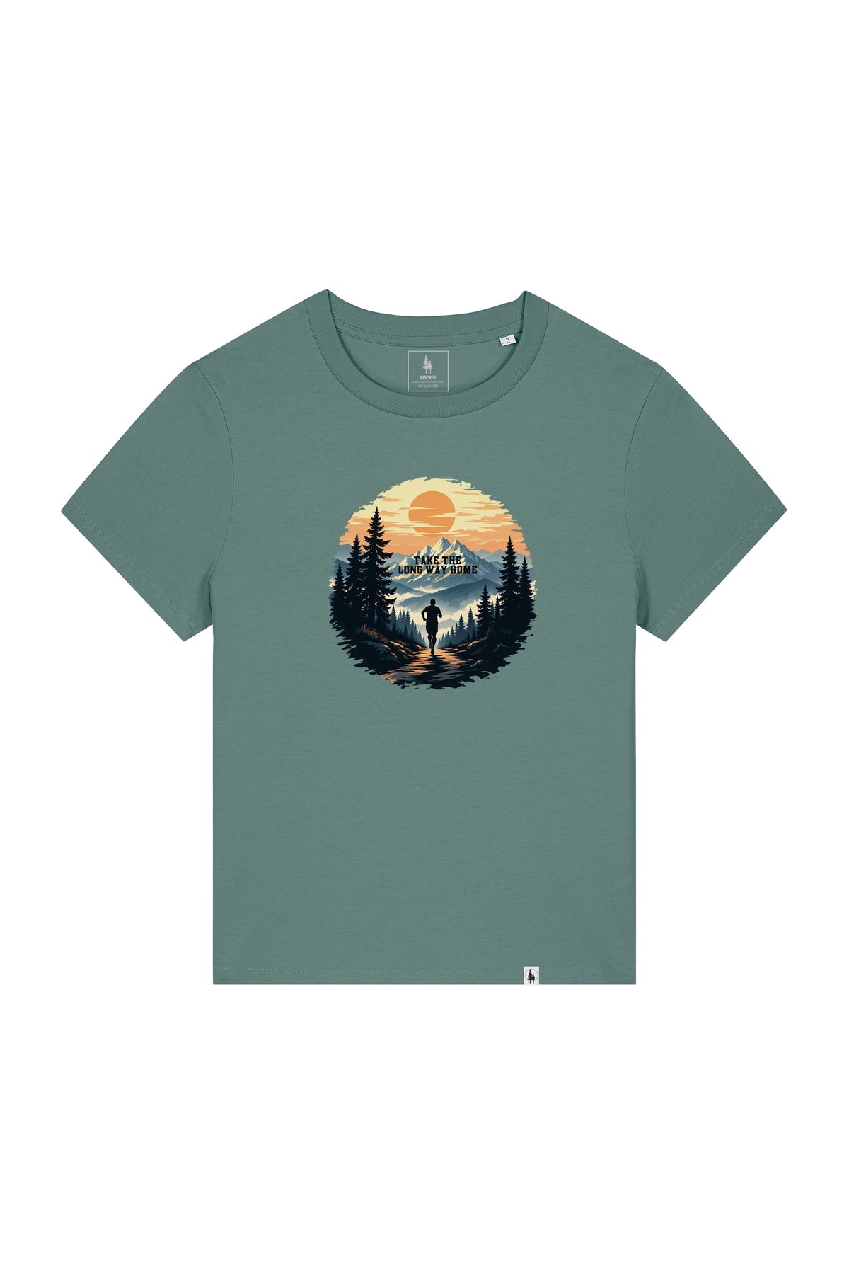 Tricou dama Mura print Long way home Green Bay - fata
