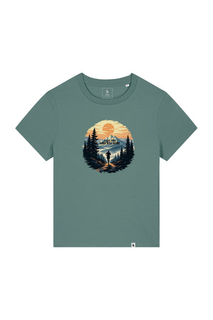 Tricou dama Mura print Long way home Green Bay - fata