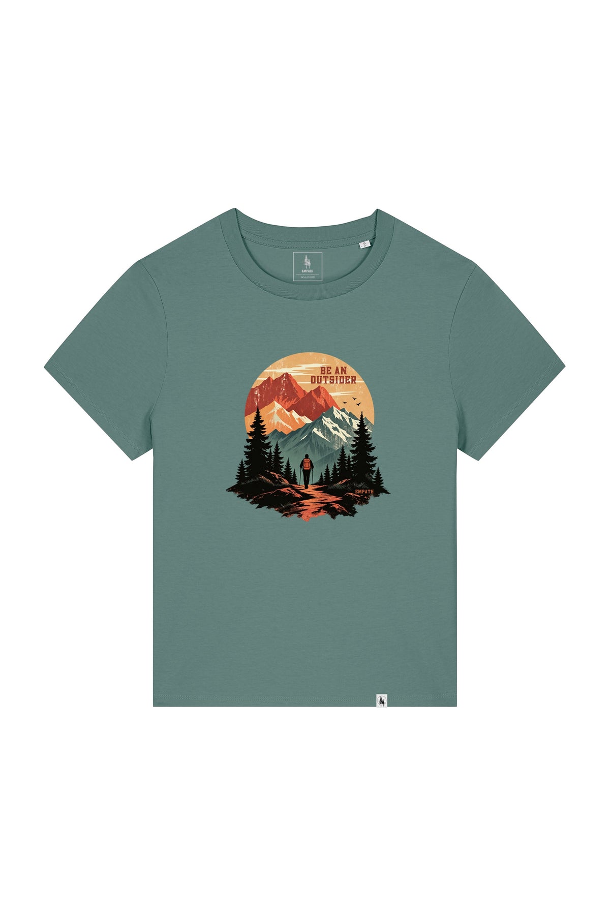 Tricou dama Mura, print Be an outsider, Green Bay - față