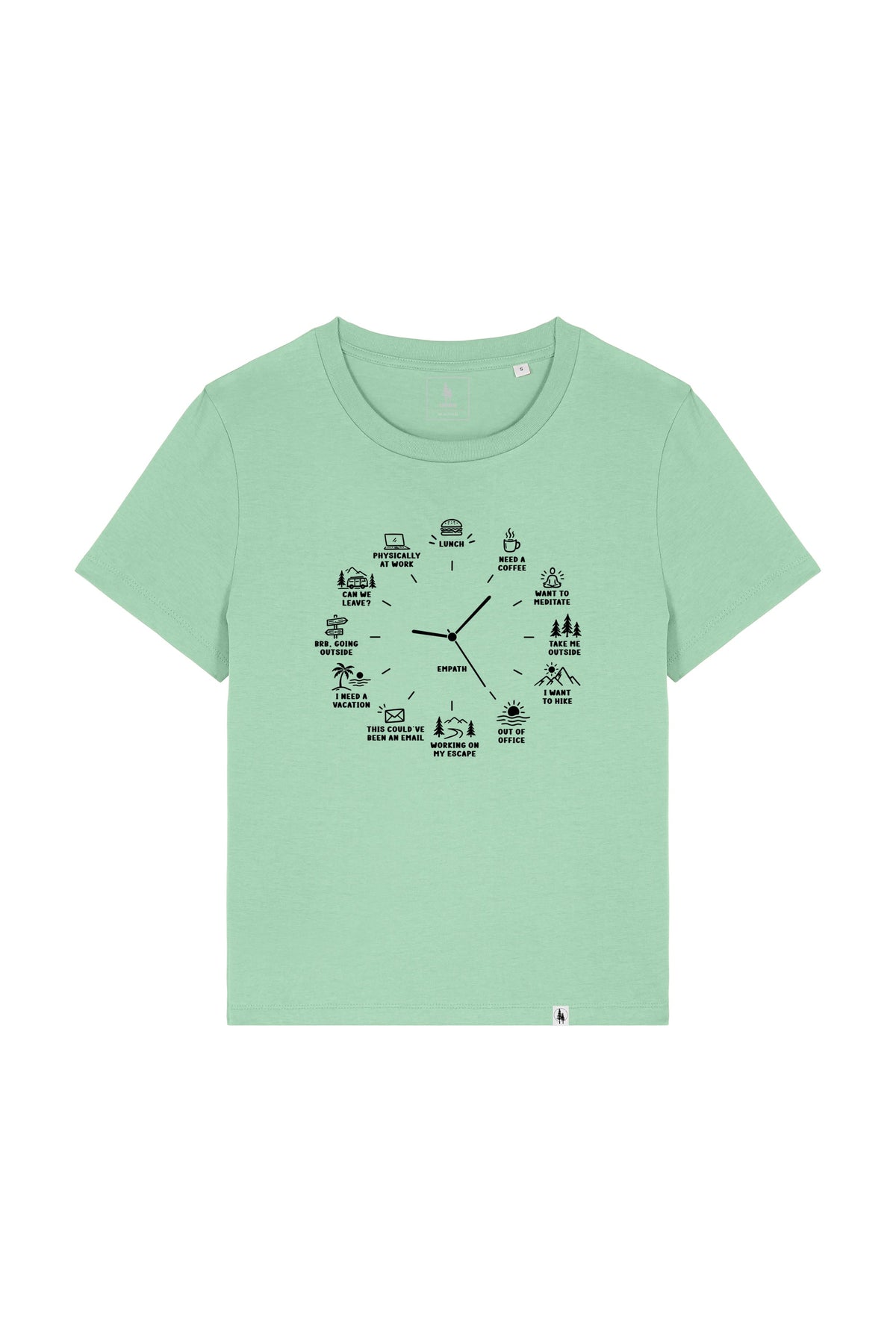 Tricou dama Mura, print Time to, Misty Jade - față