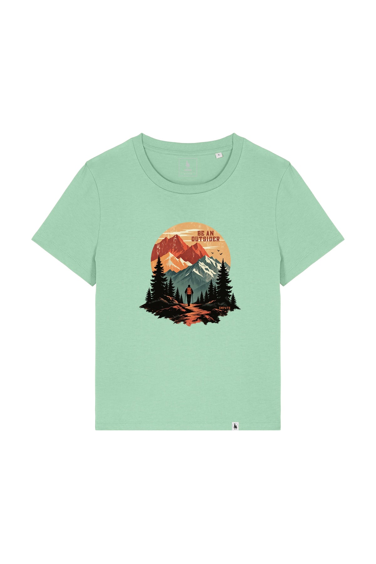 Tricou dama Mura, print Be an outsider, Misty Jade - față
