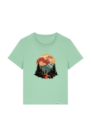 Tricou dama Mura, print Be an outsider, Misty Jade - față