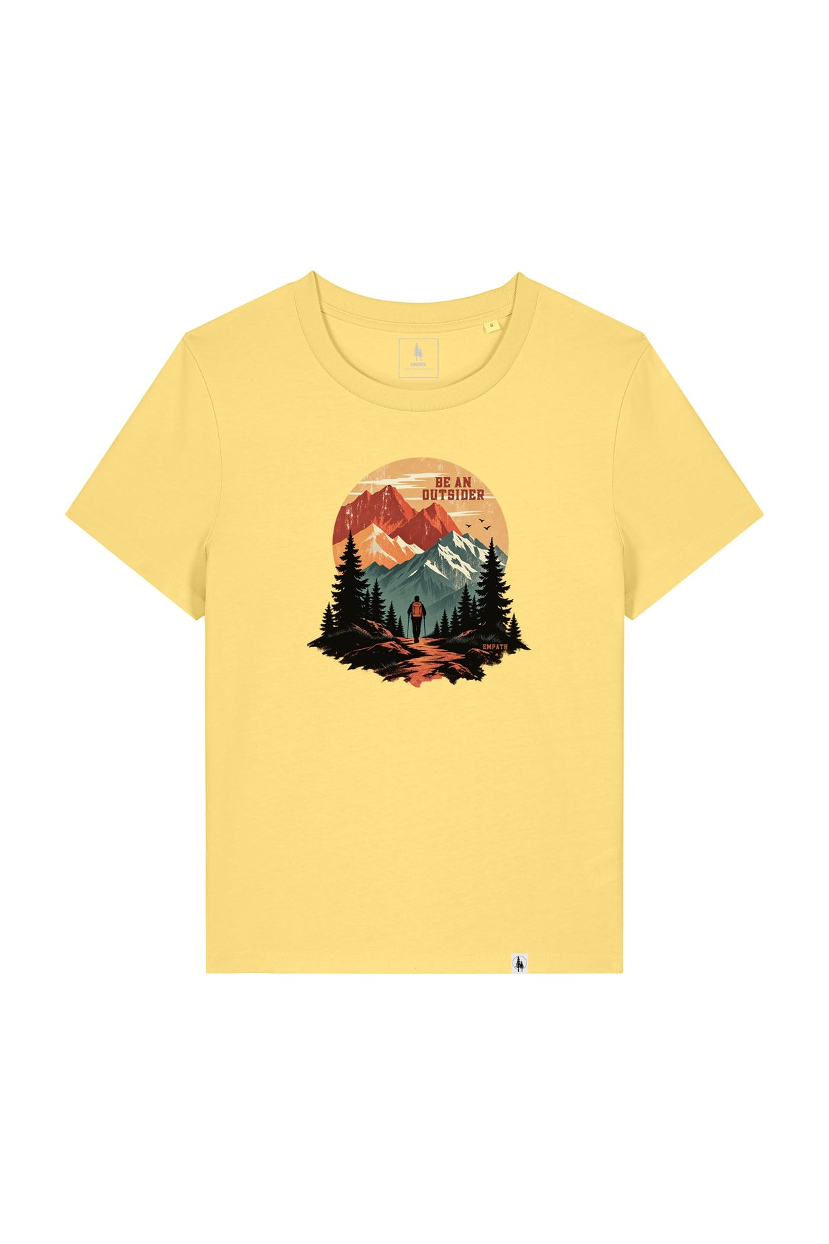 Tricou dama Mura, print Be an outsider, Viva Yellow - față