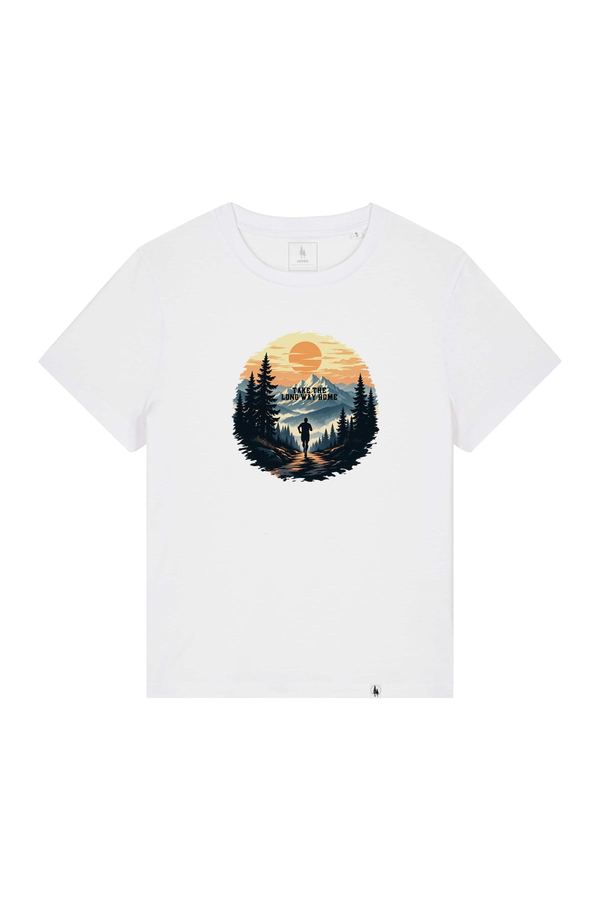 Tricou dama Mura print Long way home Alb - fata