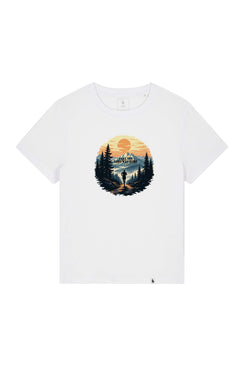 Tricou dama Mura print Long way home Alb - fata