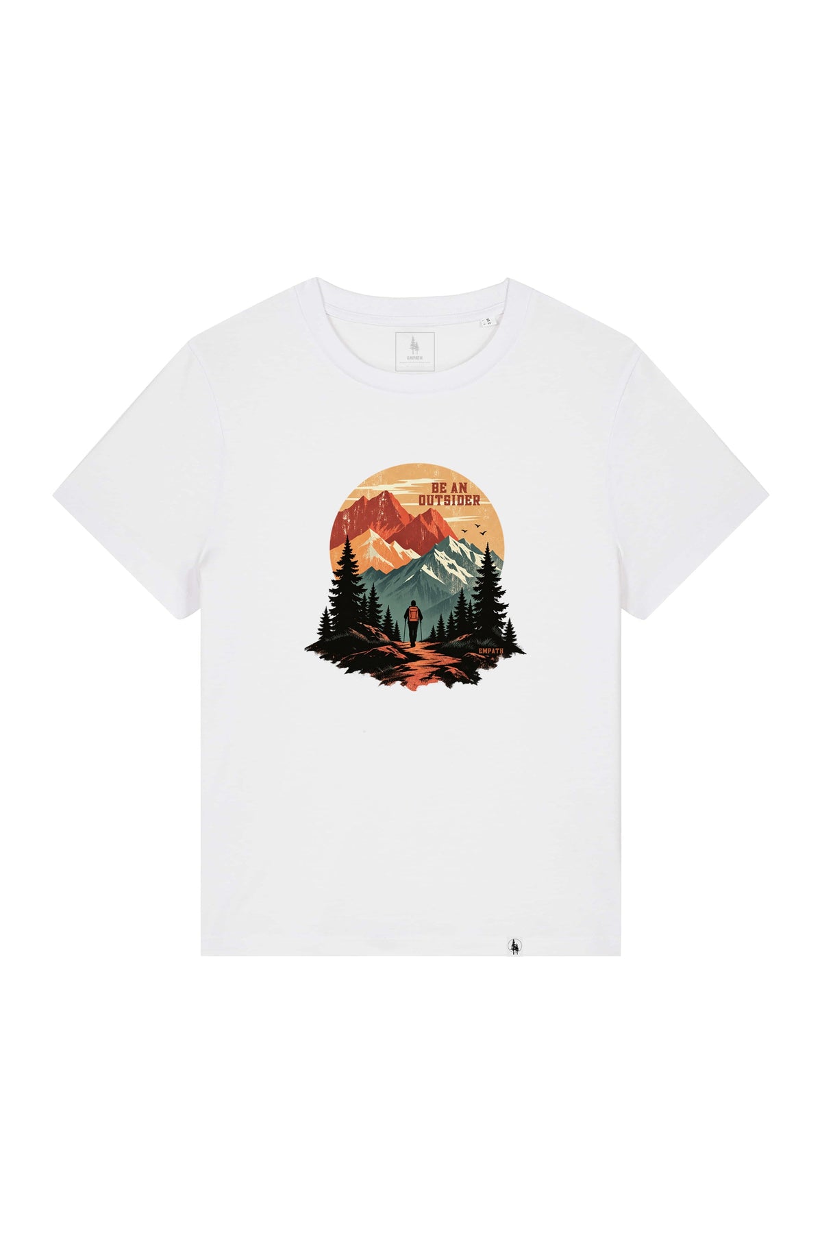 Tricou dama Mura, print Be an outsider, Alb - față