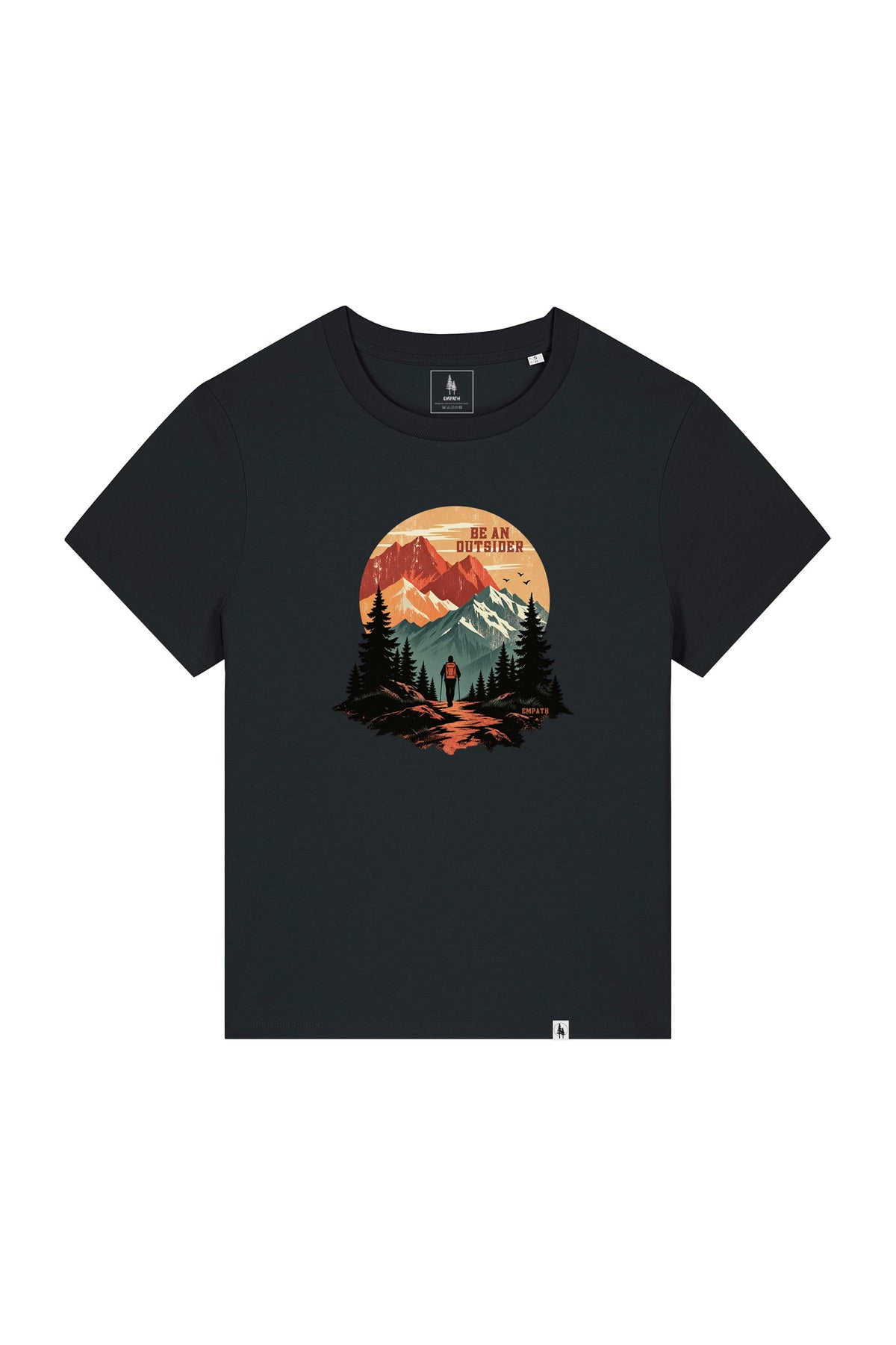 Tricou dama Mura, print Be an outsider, Negru - față