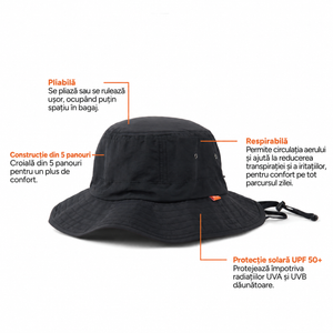 Bucket Hat Nordic Drift Horizon RCS, UPF 50+ - Negru, caracteristici