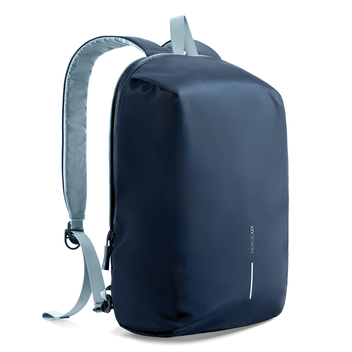 Rucsac laptop XD Design Switch 2-in-1, 22L - Albastru deschis, fața minimalistă