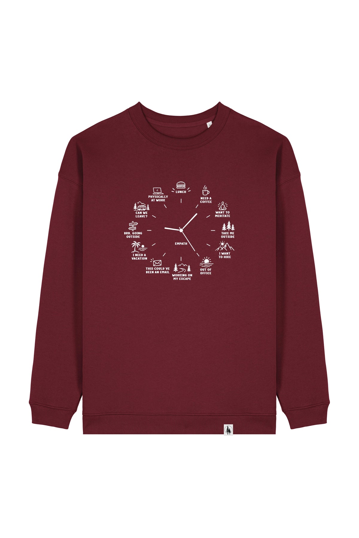 Bluza dama Paloma, print Time to, Burgundy - față