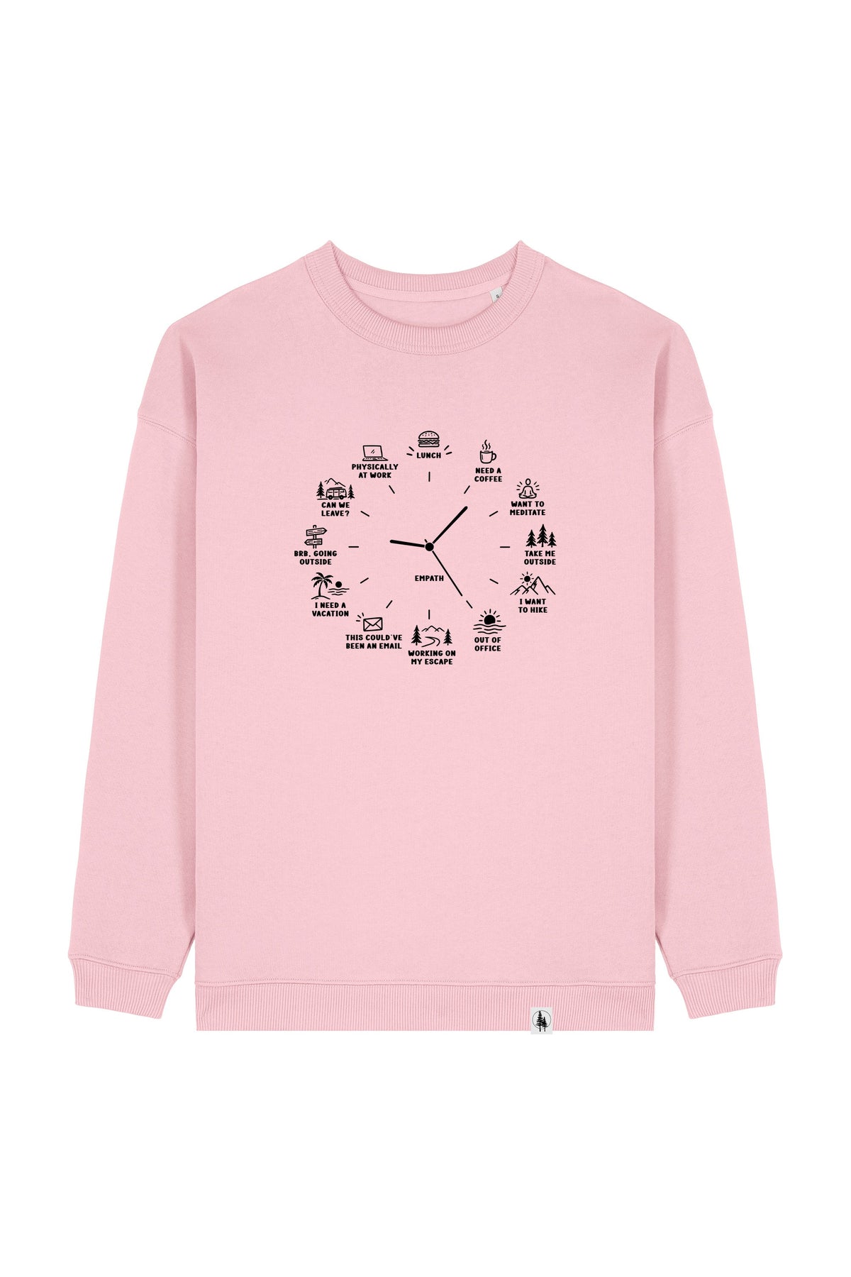 Bluza dama Paloma, print Time to, Cotton Pink - față