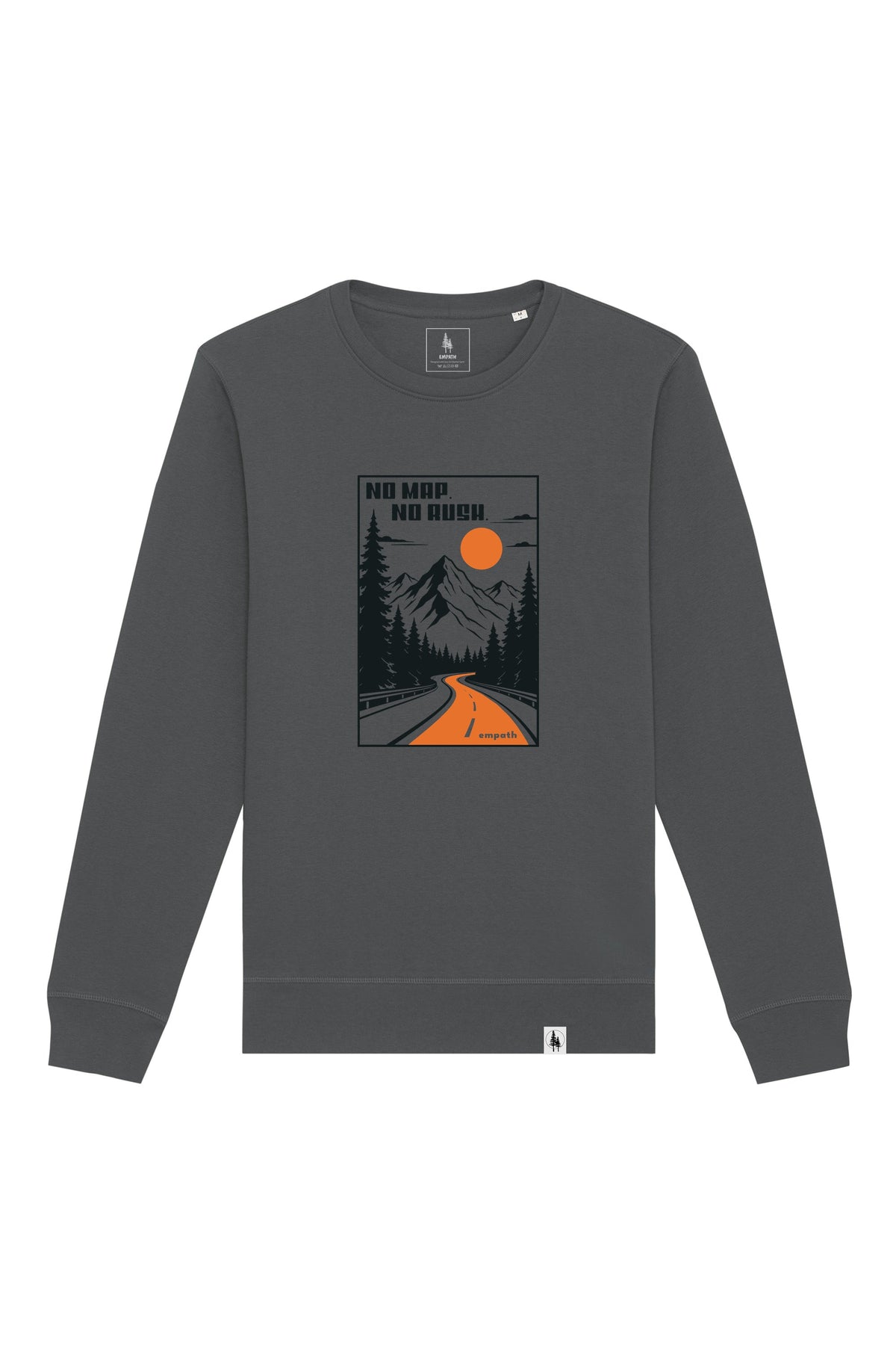 Bluza unisex Rolan, print No map, Anthracite - față