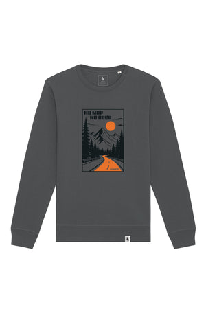 Bluza unisex Rolan, print No map, Anthracite - față