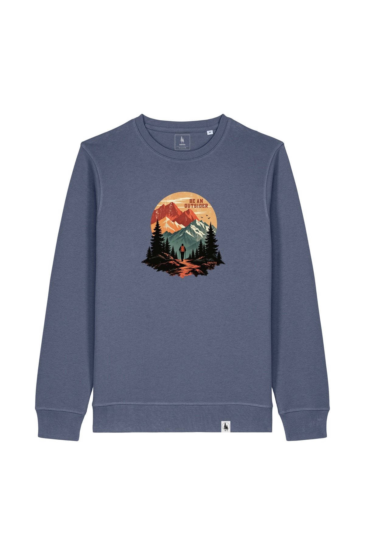Bluza unisex Rolan, print Be an outsider, Blue Grey - față