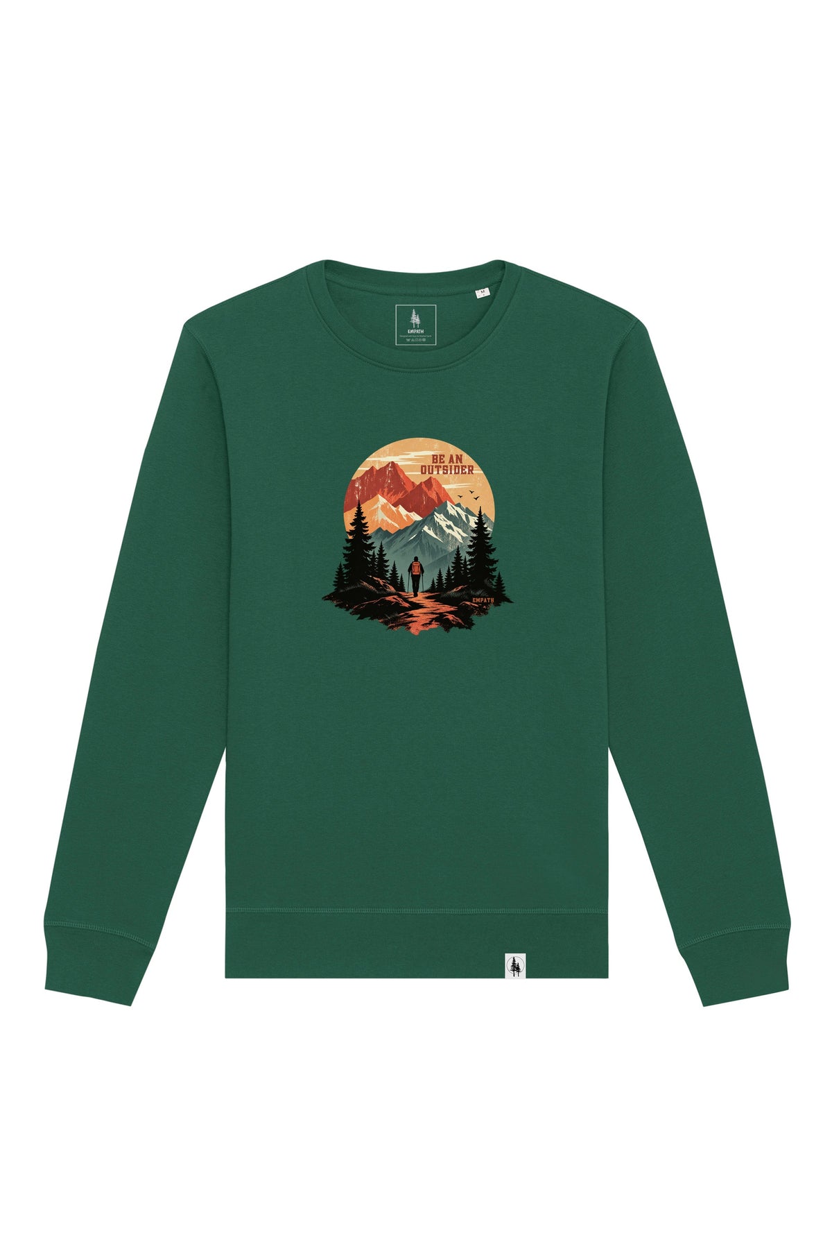 Bluza unisex Rolan, print Be an outsider, Bottle Green - față