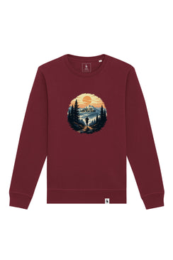 Bluza unisex Rolan, print Long way, Burgundy - față
