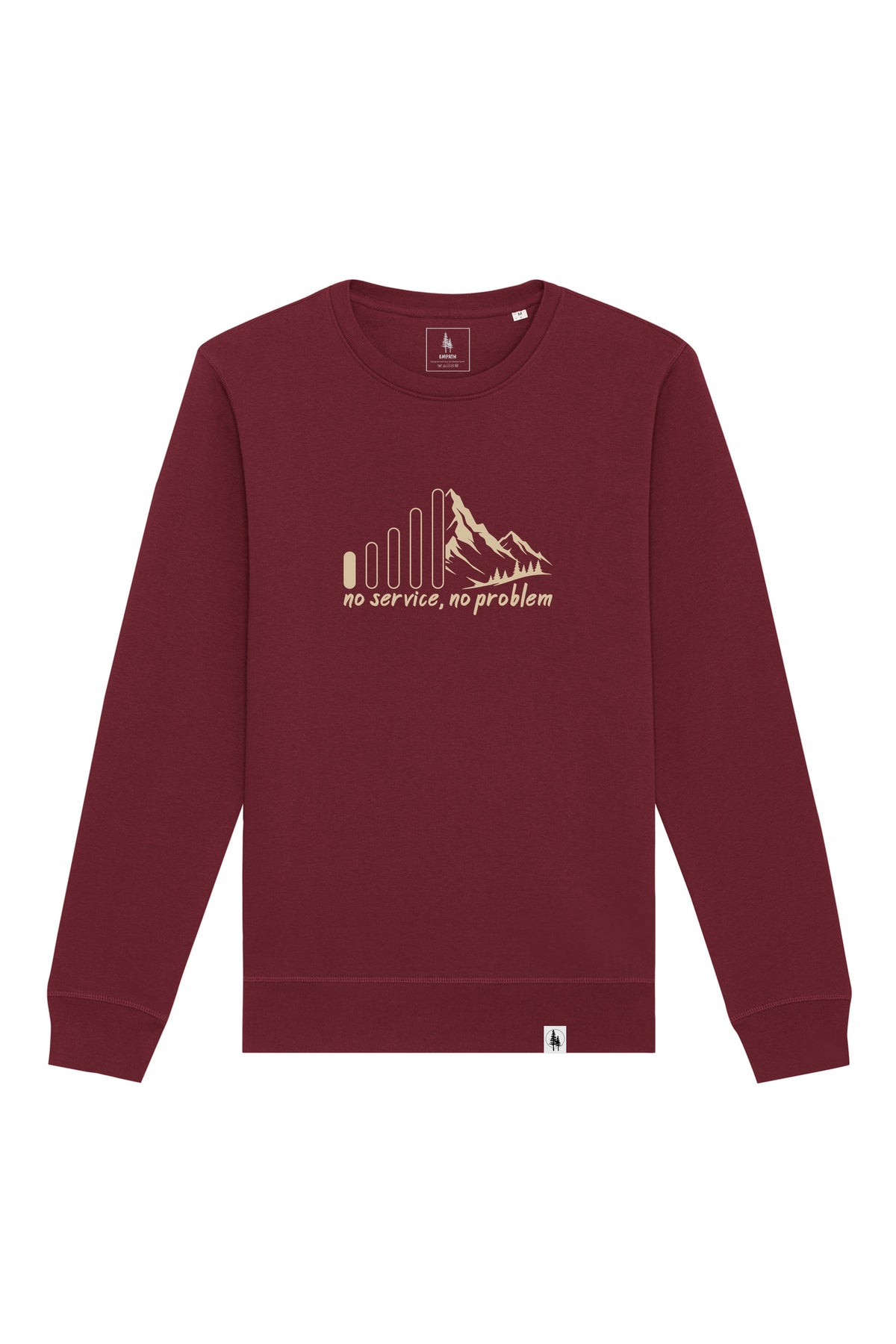 Bluza unisex Rolan, print No service, Burgundy - față