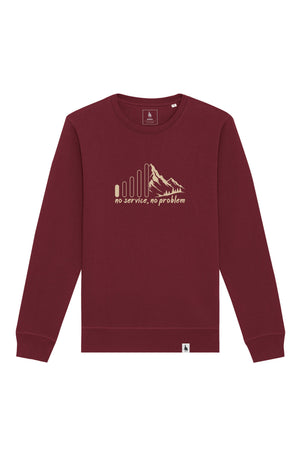 Bluza unisex Rolan, print No service, Burgundy - față