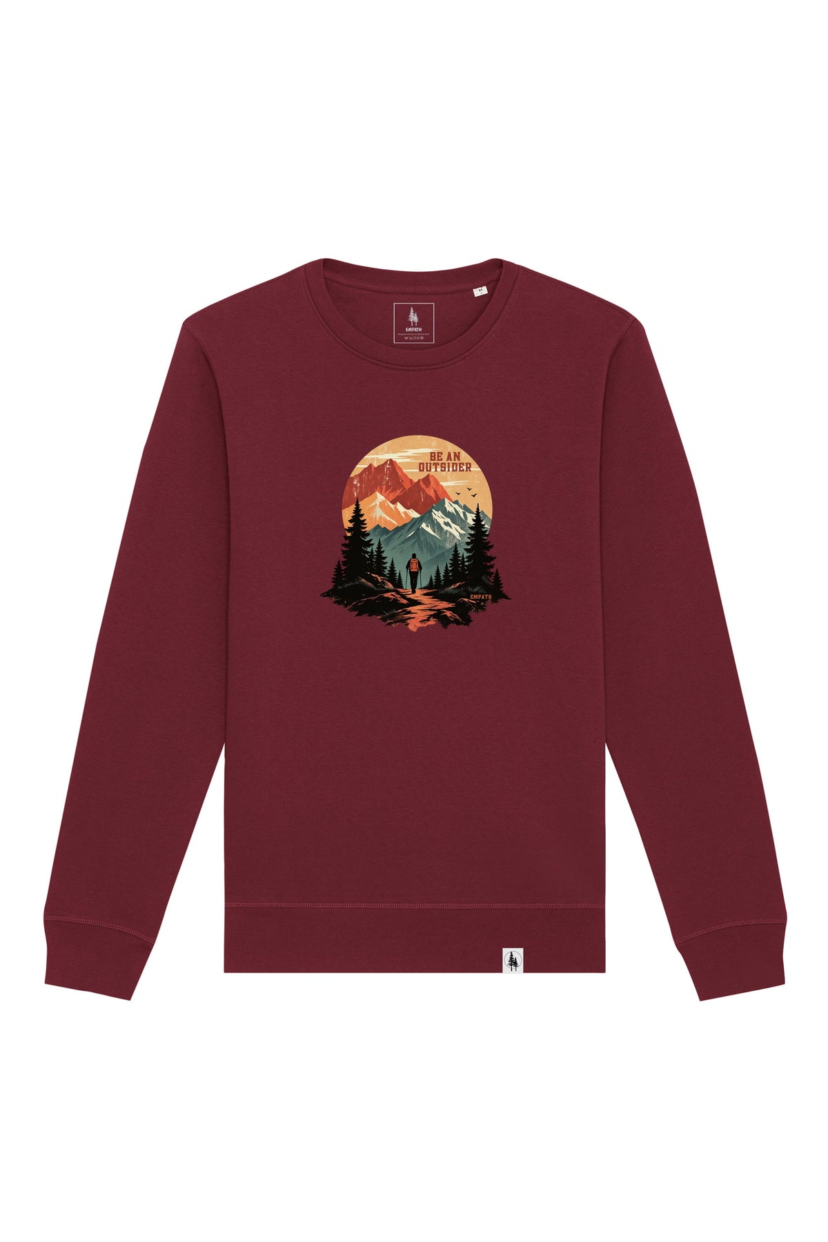 Bluza unisex Rolan, print Be an outsider, Burgundy - față