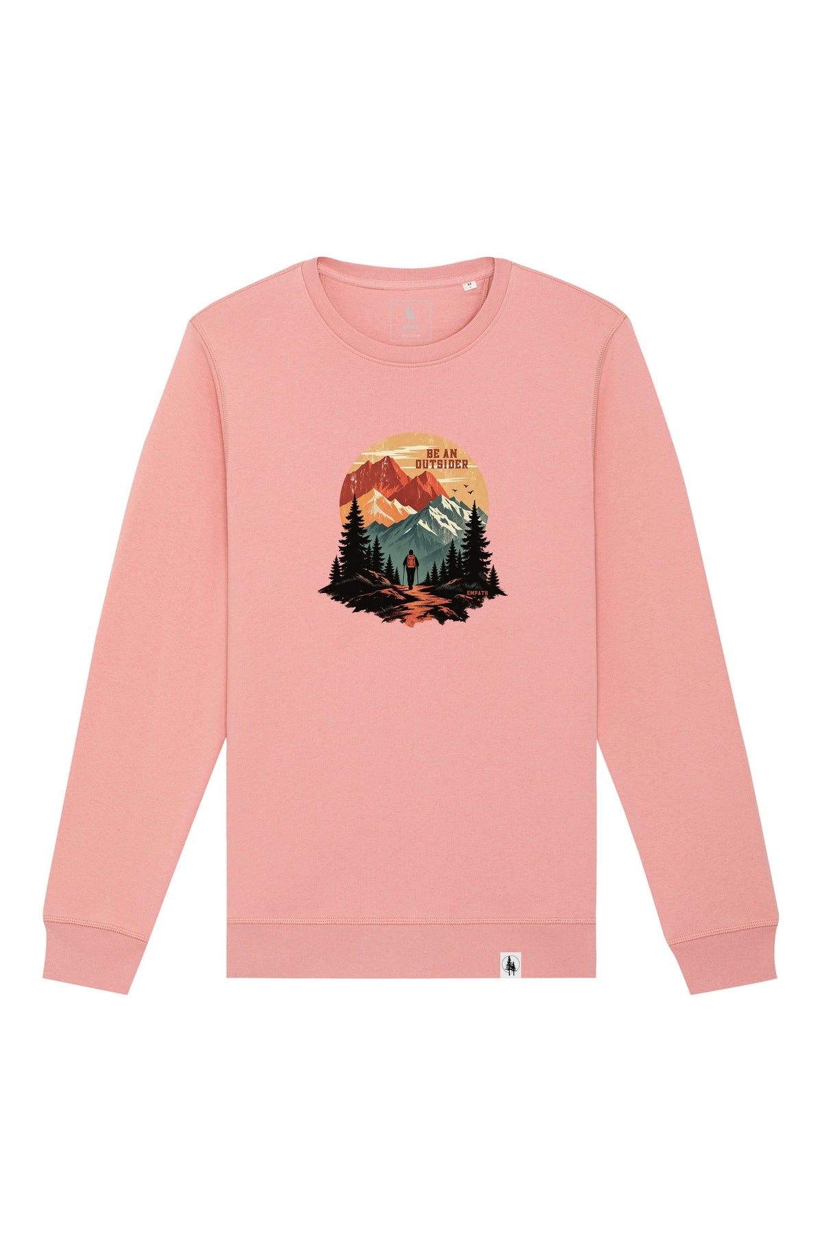 Bluza unisex Rolan, print Be an outsider, Canyon Pink - față