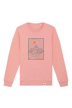 Bluza unisex Rolan, print Horizons line art, Canyon Pink - față