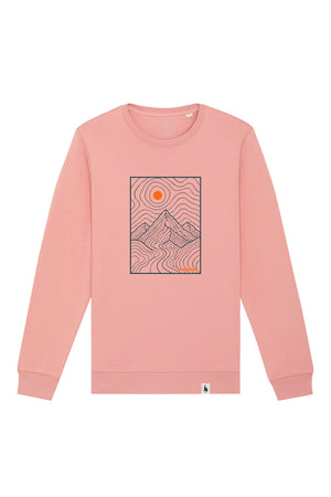 Bluza unisex Rolan, print Horizons line art, Canyon Pink - față