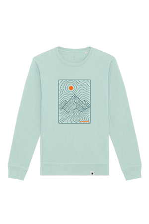 Bluza unisex Rolan, print Horizons line art, Caribbean Blue - față