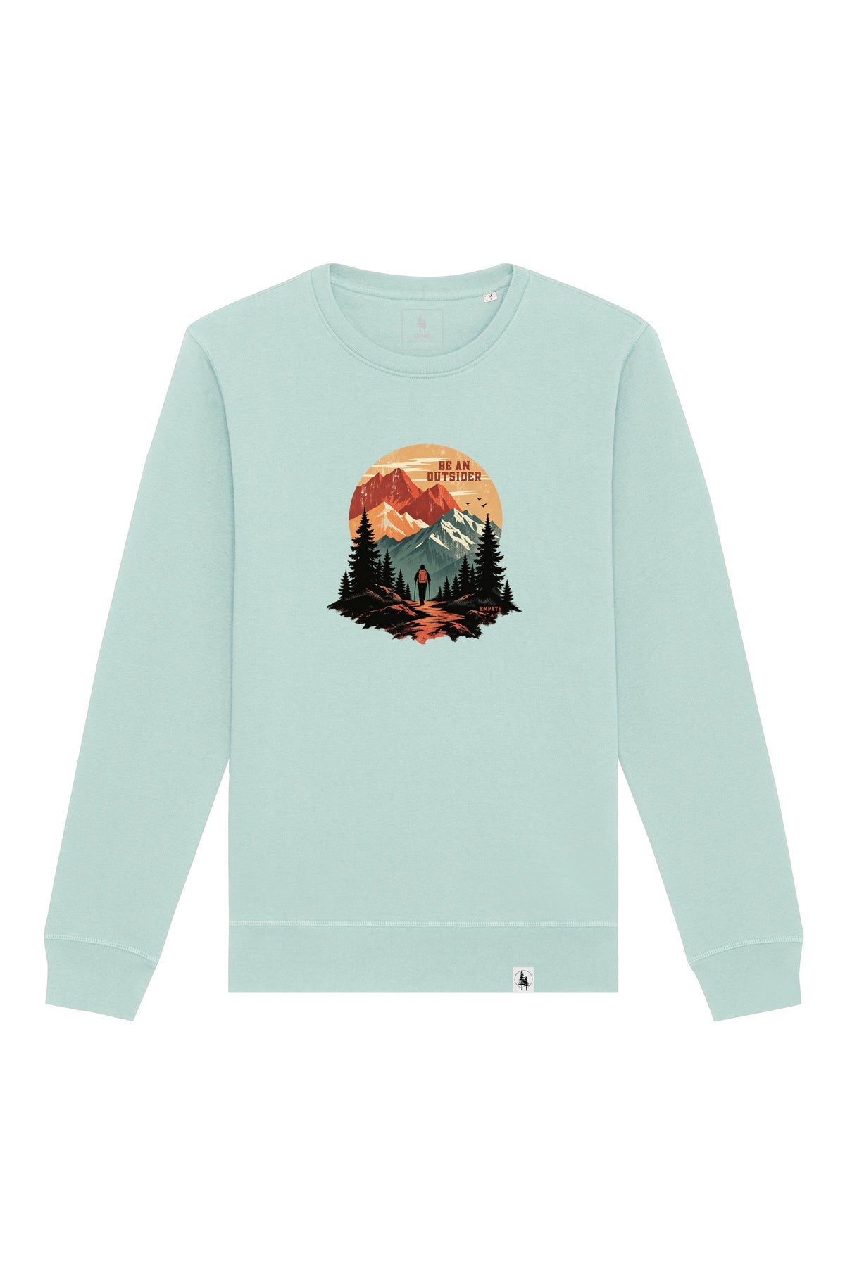 Bluza unisex Rolan, print Be an outsider, Caribbean Blue - față