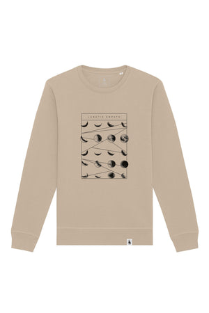 Bluza unisex Rolan, print Moon phases, Desert Dust - față