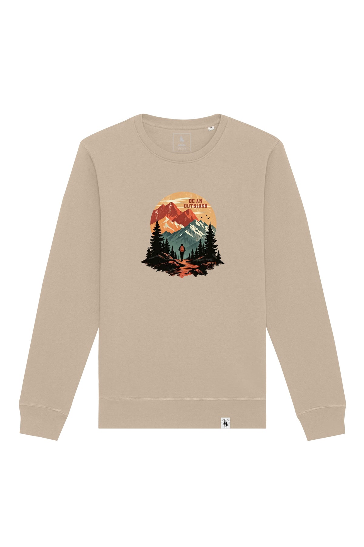 Bluza unisex Rolan, print Be an outsider, Desert Dust - față
