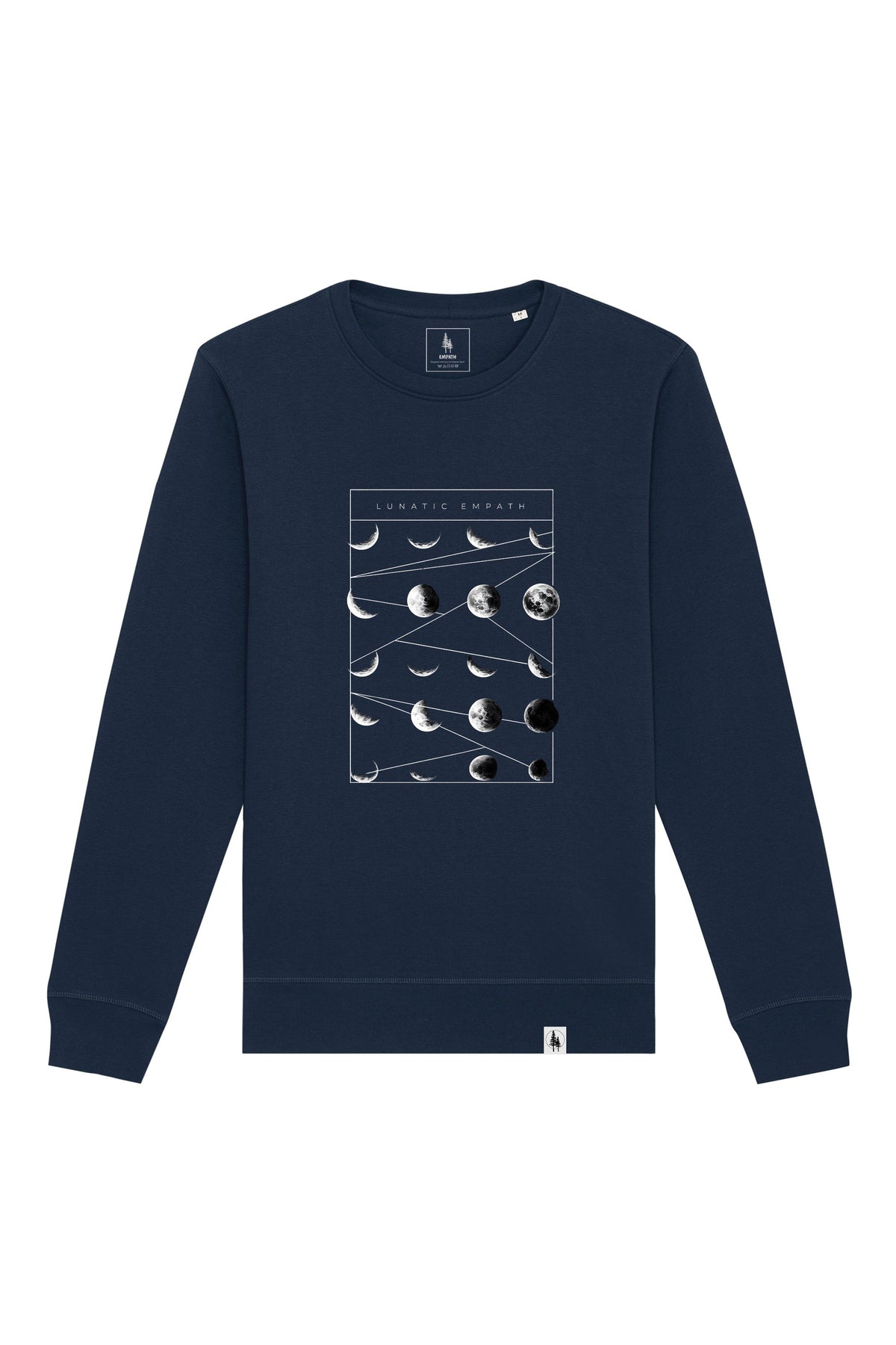 Bluza unisex Rolan, print Moon phases, Navy - față