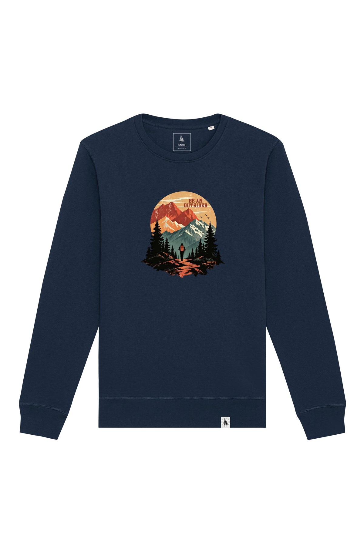 Bluza unisex Rolan, print Be an outsider, Navy - față