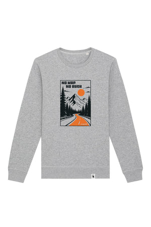 Bluza unisex Rolan, print No map, Heather Grey - față
