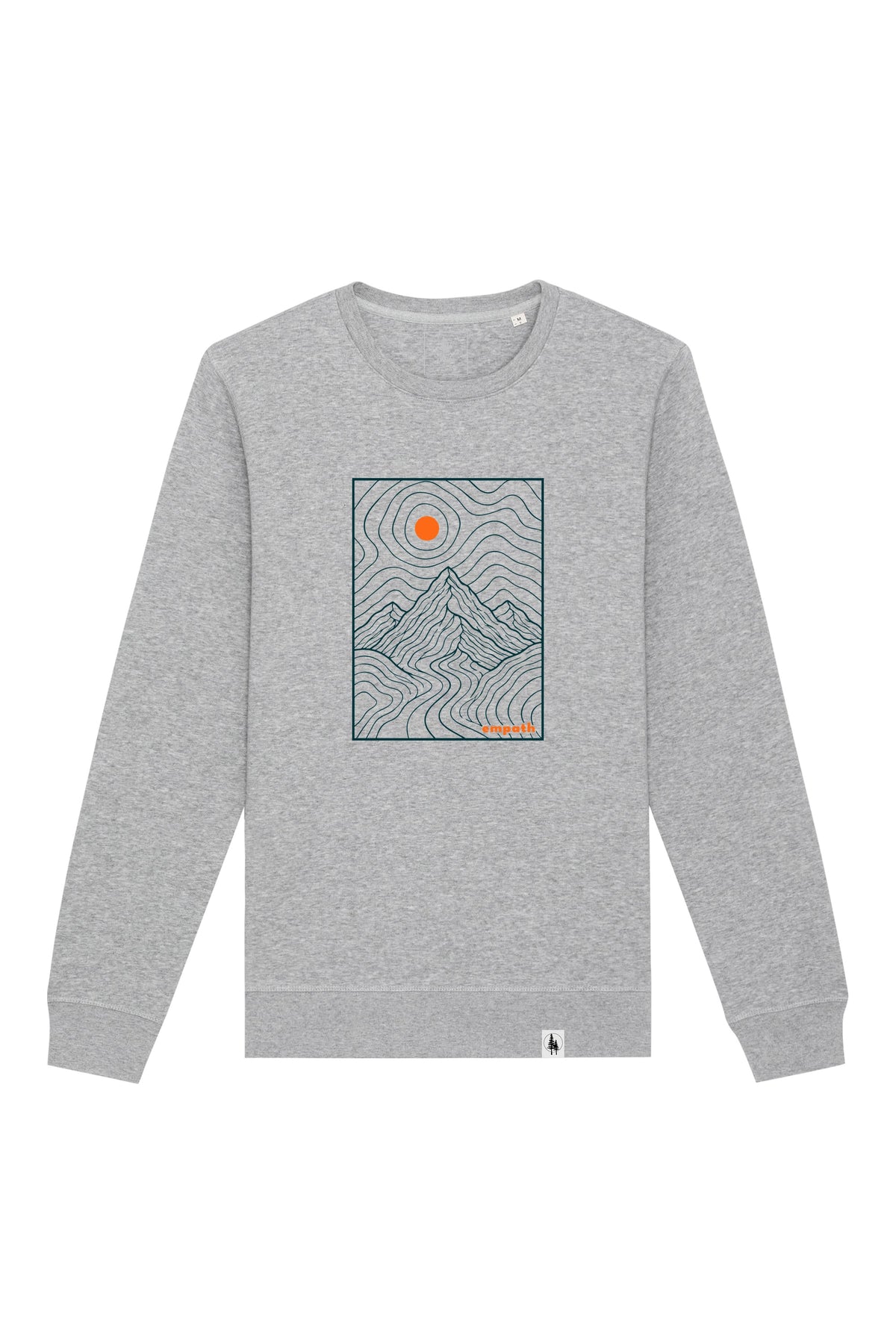 Bluza unisex Rolan, print Horizons line art, Heather Grey - față