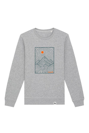 Bluza unisex Rolan, print Horizons line art, Heather Grey - față