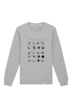 Bluza unisex Rolan, print Moon phases, Heather Grey - față